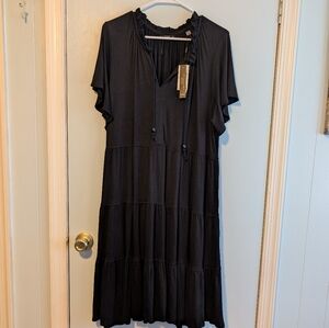 Elegant Tahari Black Ruffle Dress